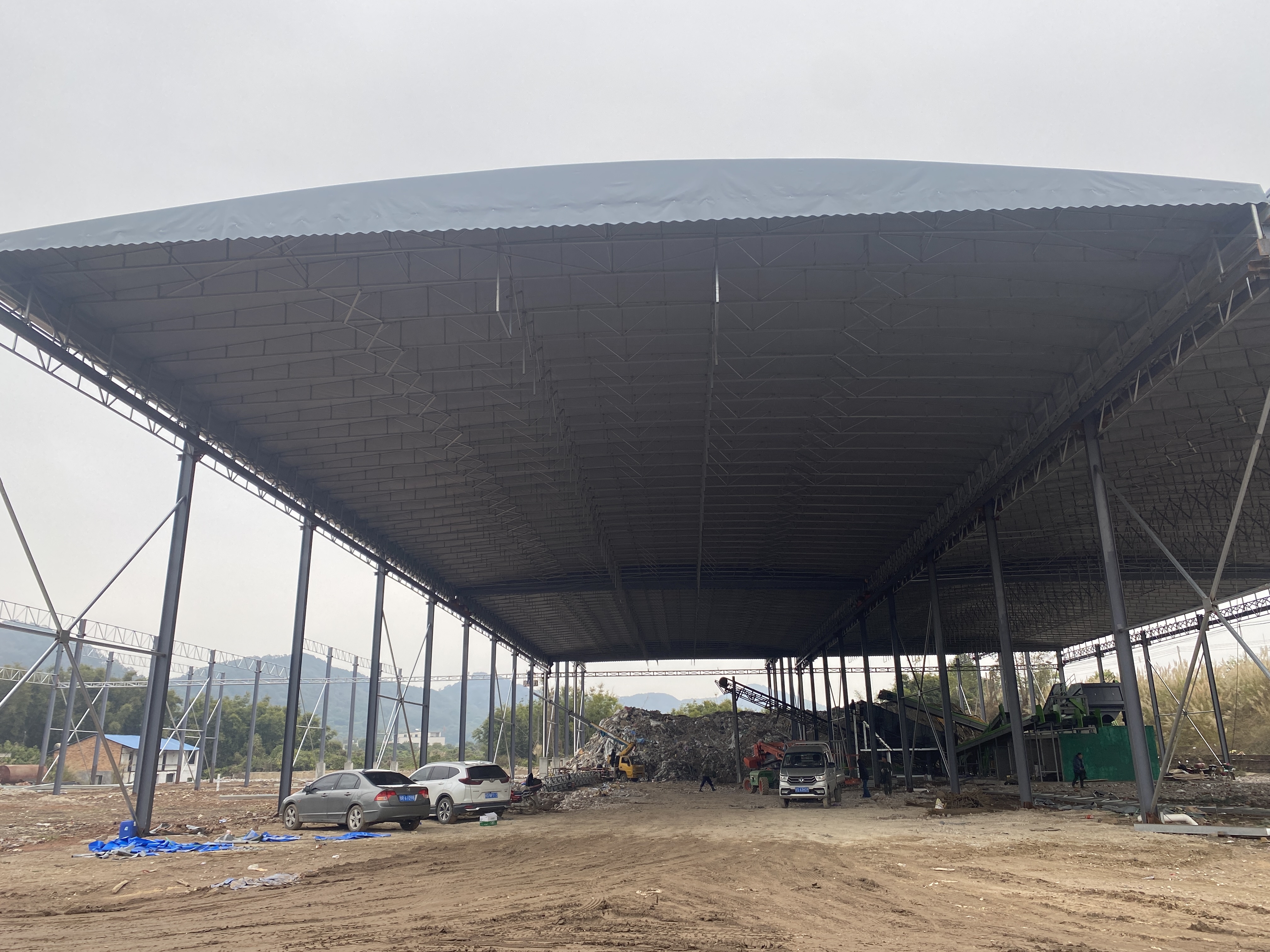 东莞本地厂家安装推拉雨棚仓库帐篷篮球场悬空电动雨棚伸缩遮阳蓬