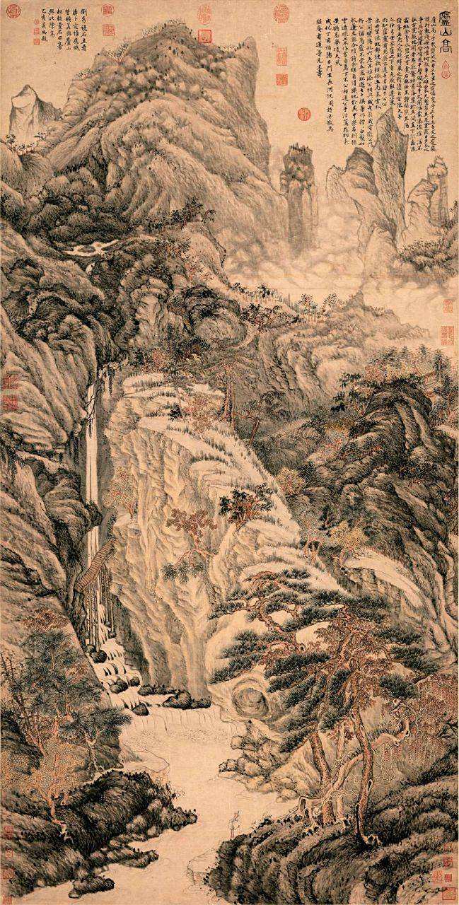 沈周《庐山高》,1467年,纸本设墨设色,193.8cm×98