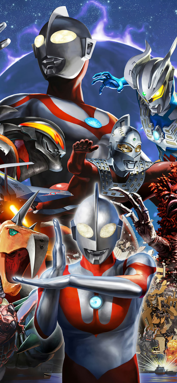 二次元集结号# #壁纸# #动漫# 奥特曼壁纸,经典的奥特兄弟和新生慈