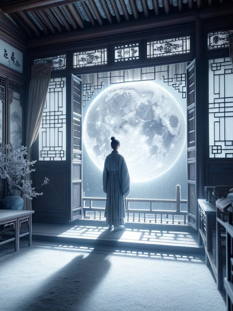静夜思图片配图  在这宁静的夜晚,思绪如潮水般涌上心头.