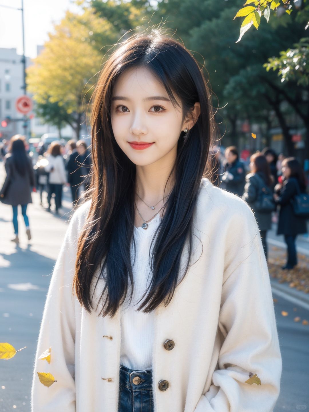 女孩子留长发显得很温柔