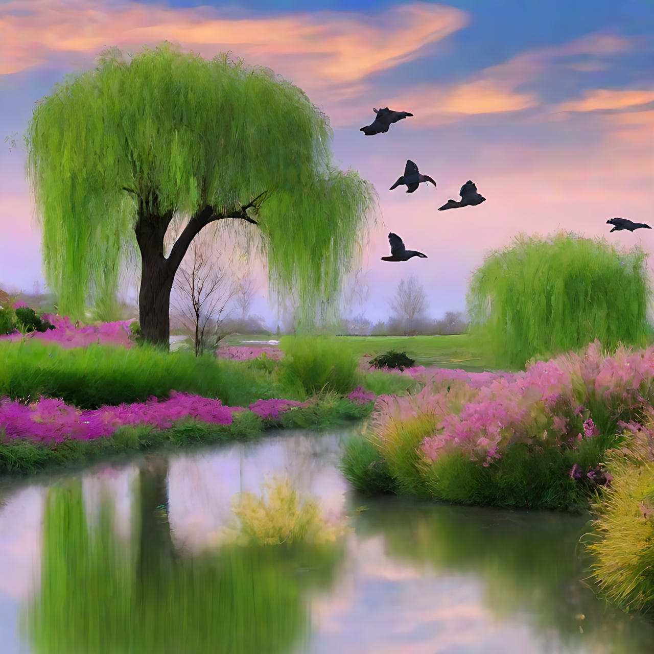 春日生活季# 春天的小河边,杨柳绿了,仿佛是大自然最温柔的诗篇.