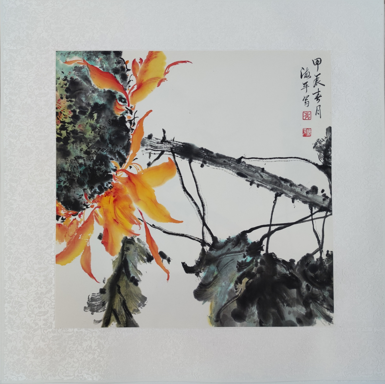 写意国画向日葵    林海平国画作品