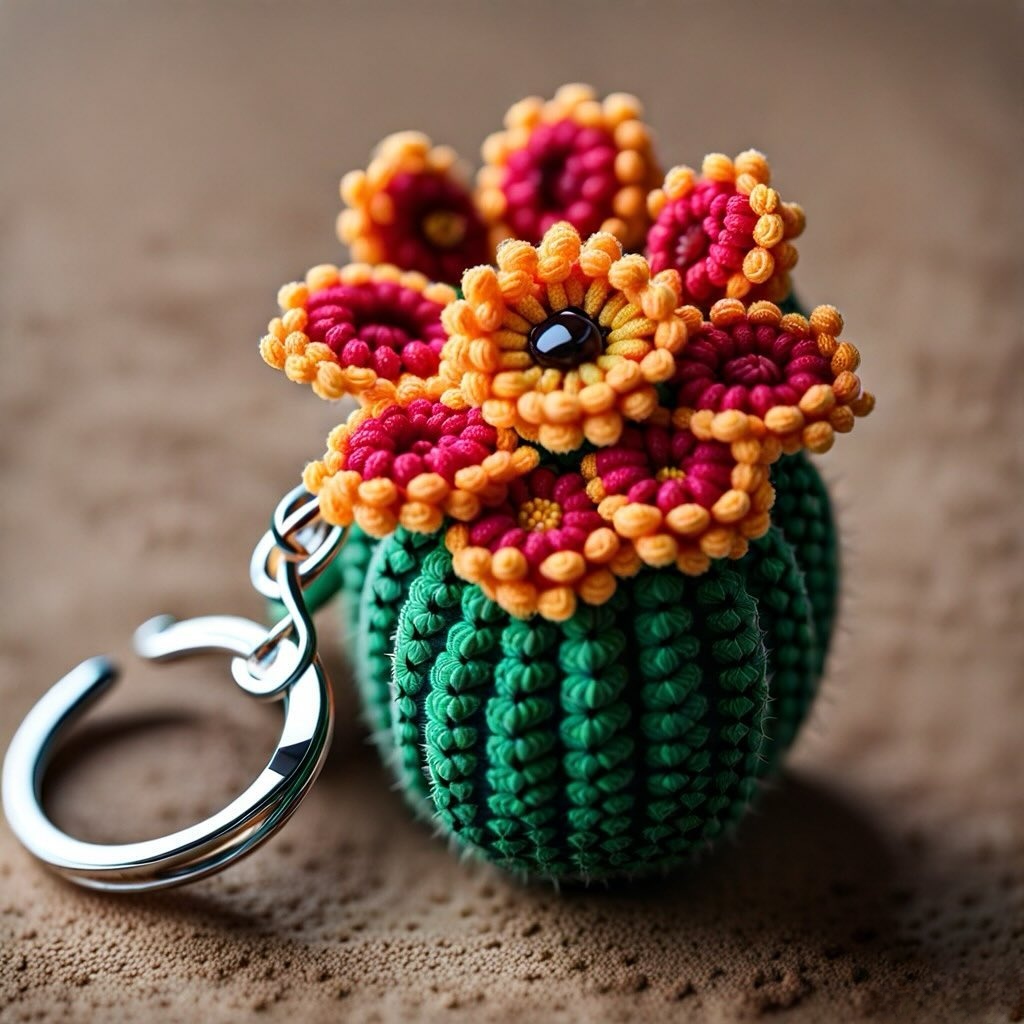 钩针编织仙人球盆栽挂件