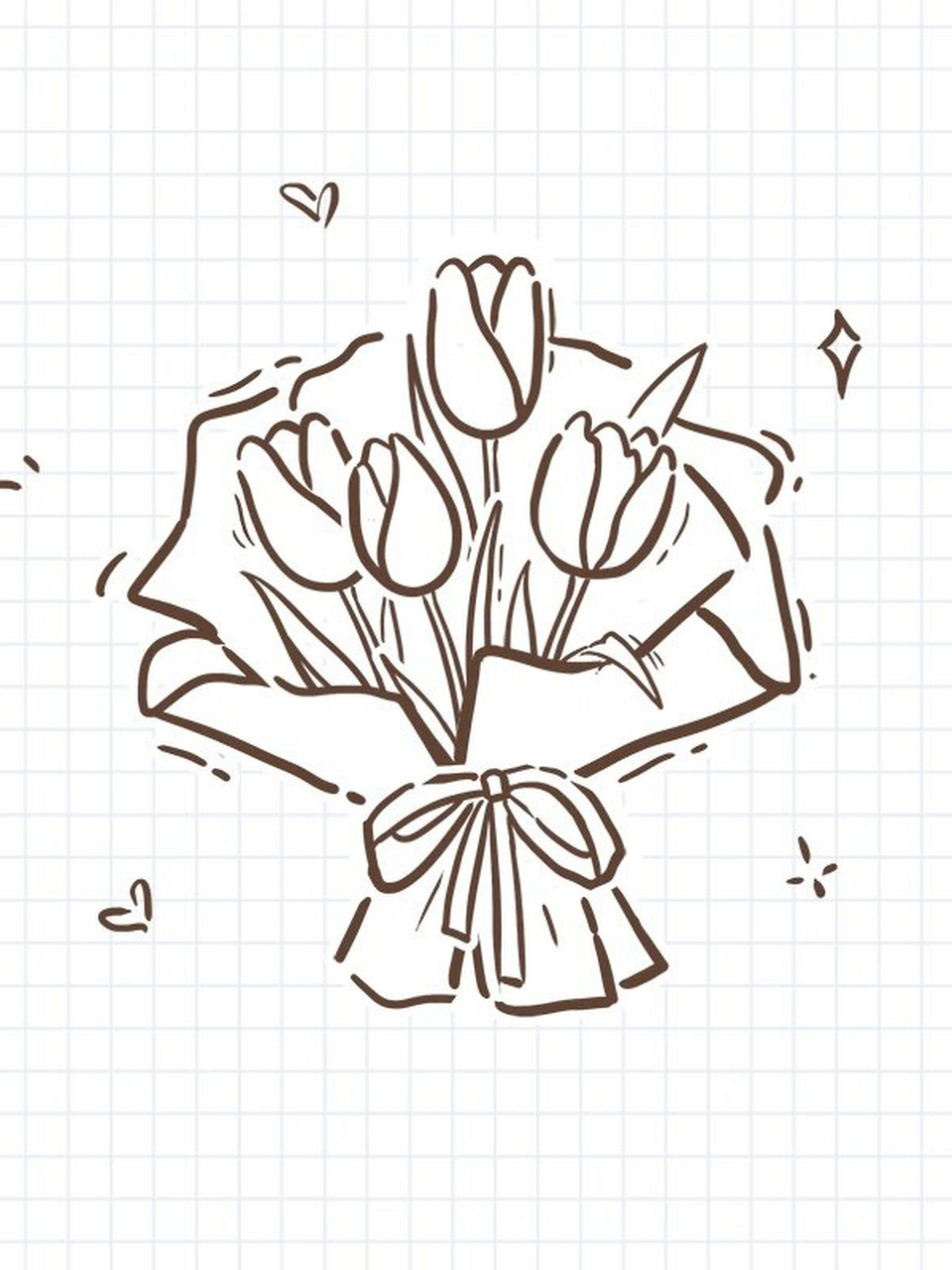 花束简笔画图片  👀快来欣赏这美丽的花束简笔画!