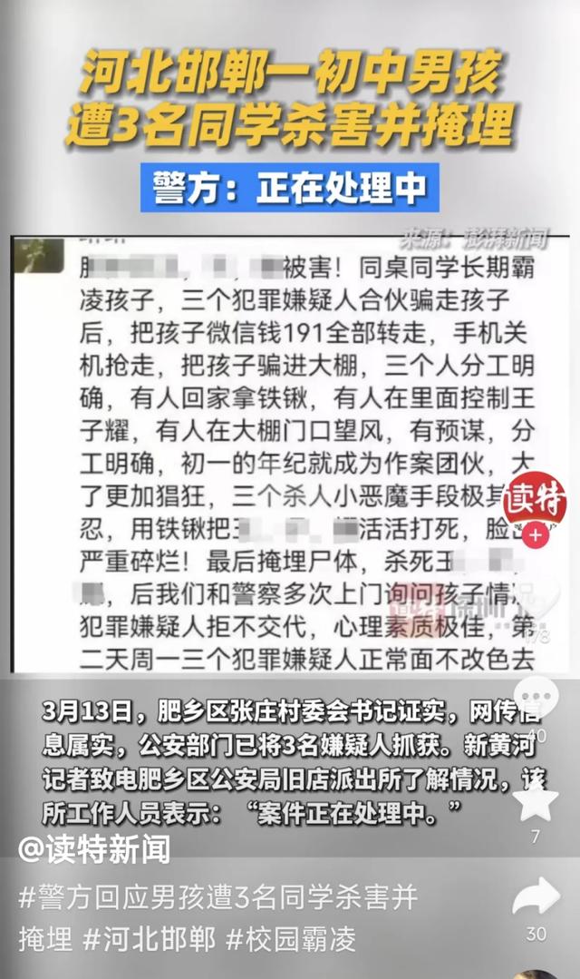 校园霸凌酿悲剧:邯郸初中生杀人案震惊社会