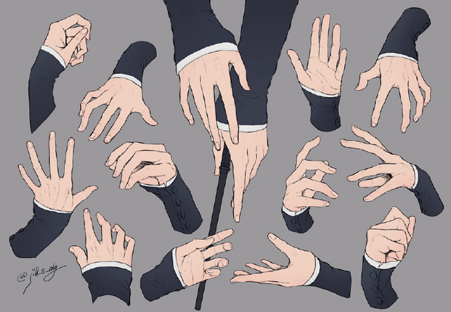 绘画参考|一组手部绘画参考 #绘画# #绘画参考# #手势参考# #手# #板