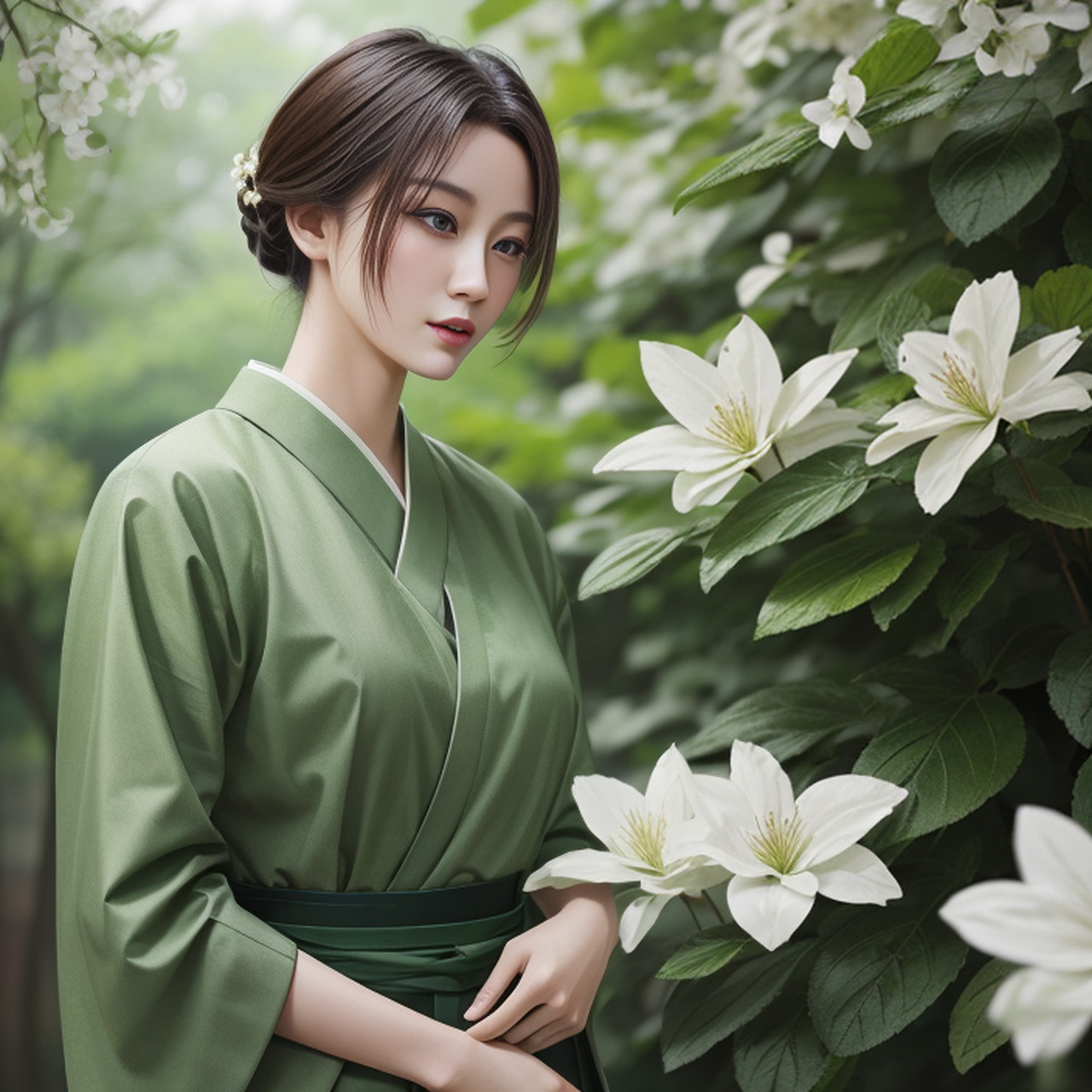 楚楚动人的古风绿衣女子#古风女子