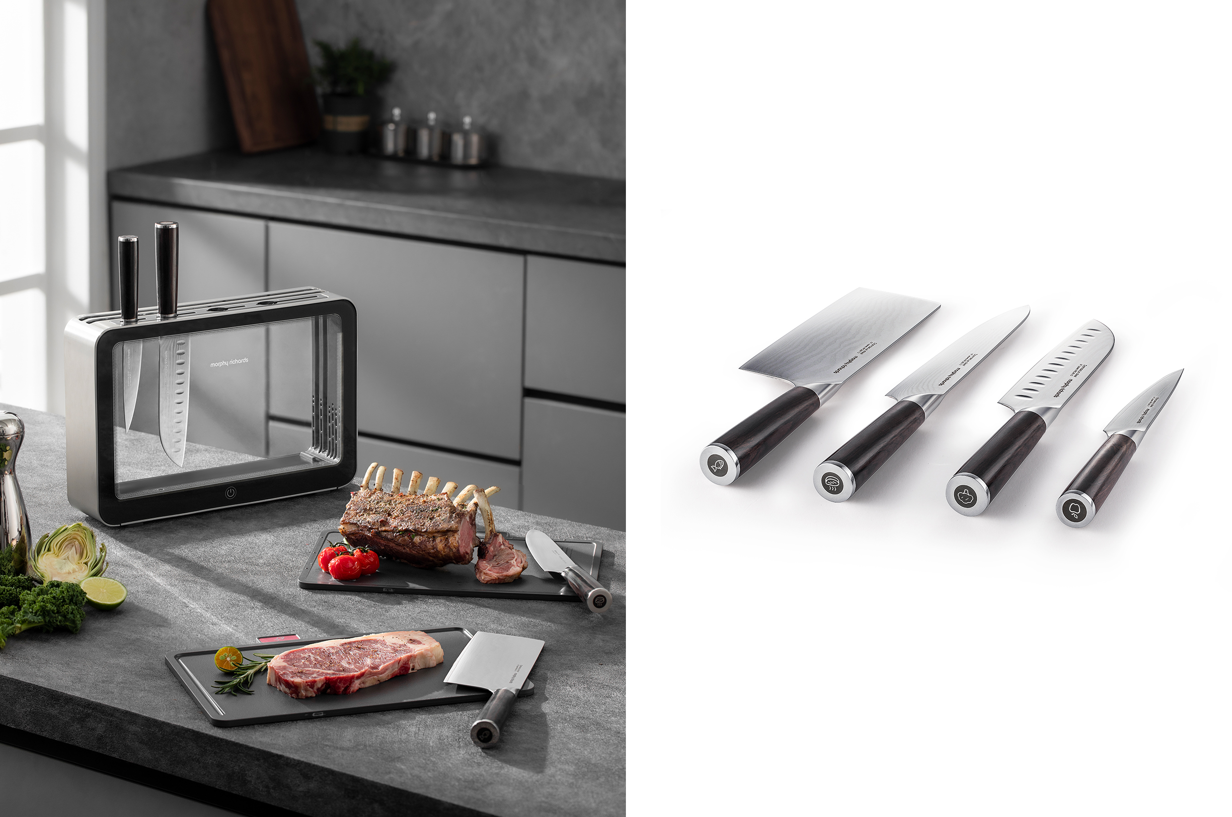 厨房刀具套装采用高端钢大马士革钢,采用来自古印度的经典传承技术.