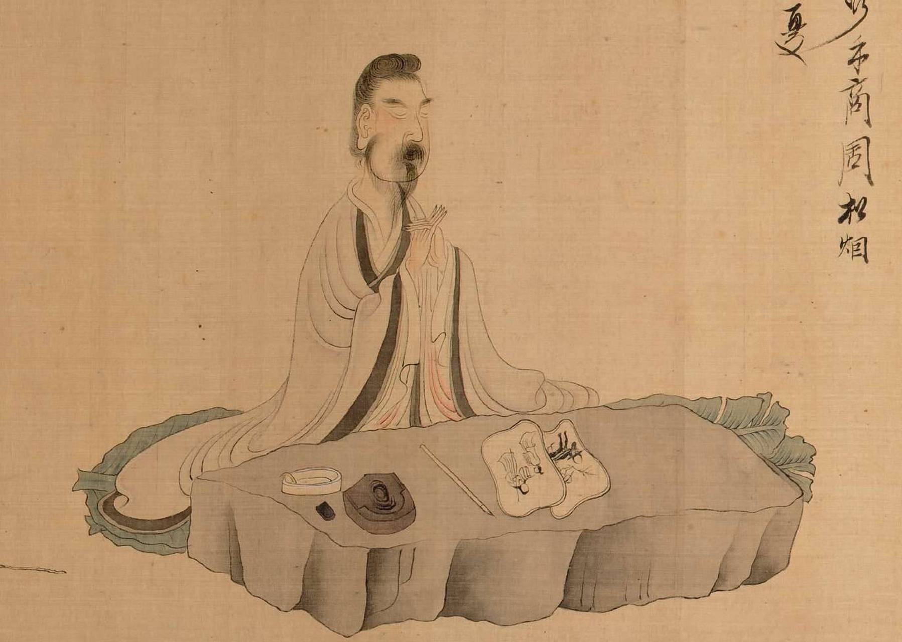 陈洪绶《陶渊明归去来兮图》(局部),1650年,绢本设墨设色,30.