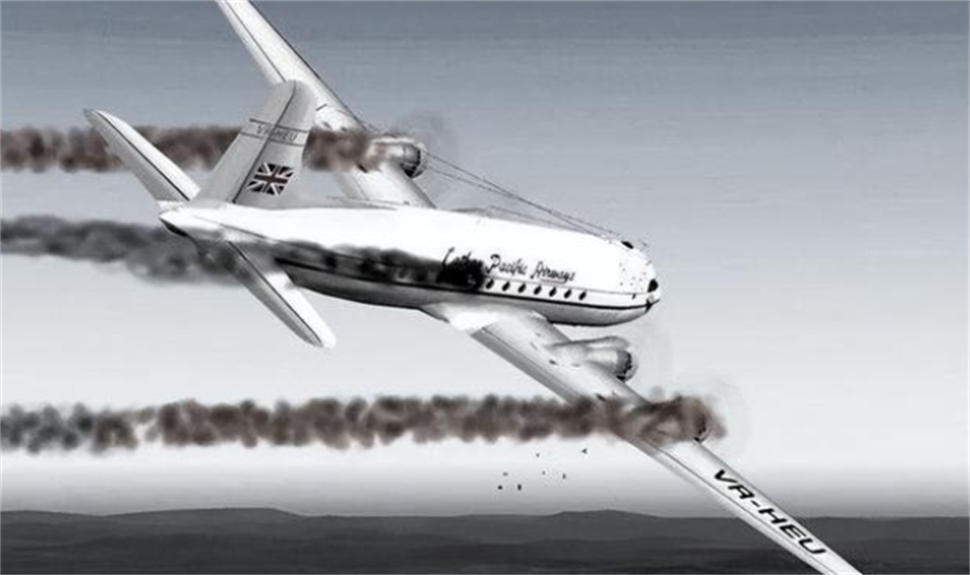 一架隶属于英国国泰航空公司的dc-4型号客机从新加坡出发,在飞机抵达