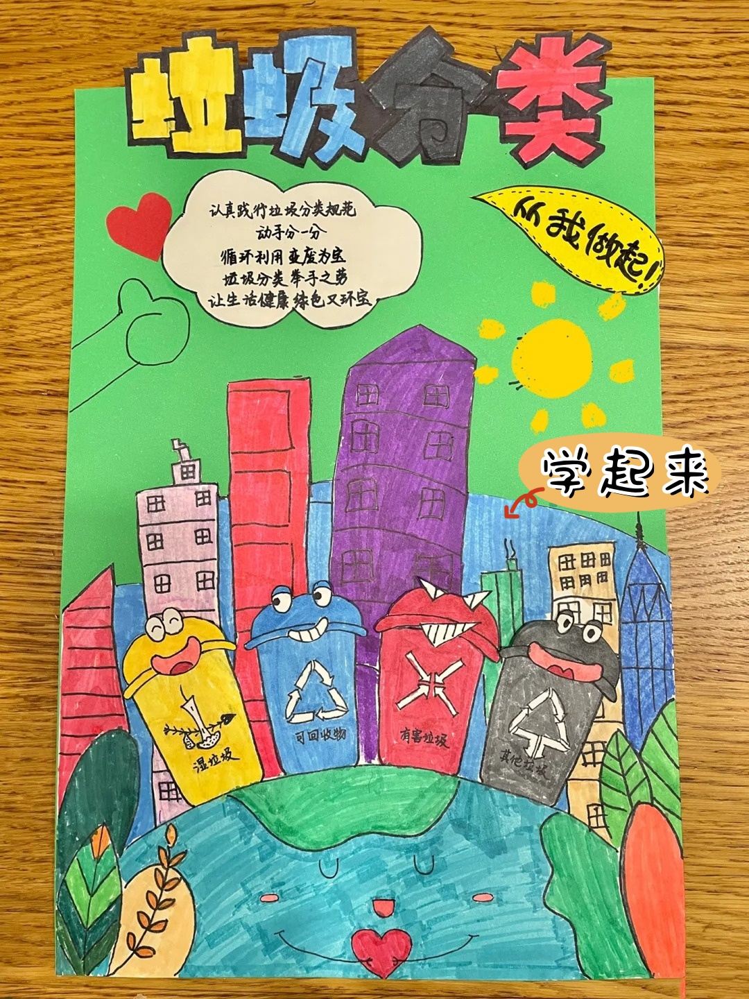 垃圾桶分类手抄报图