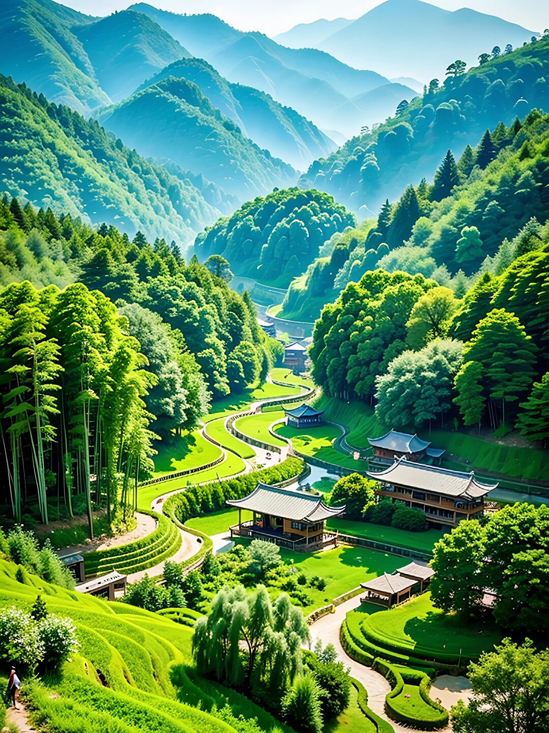 唯美四季山中竹林景色   这些图片是我最近在一次旅