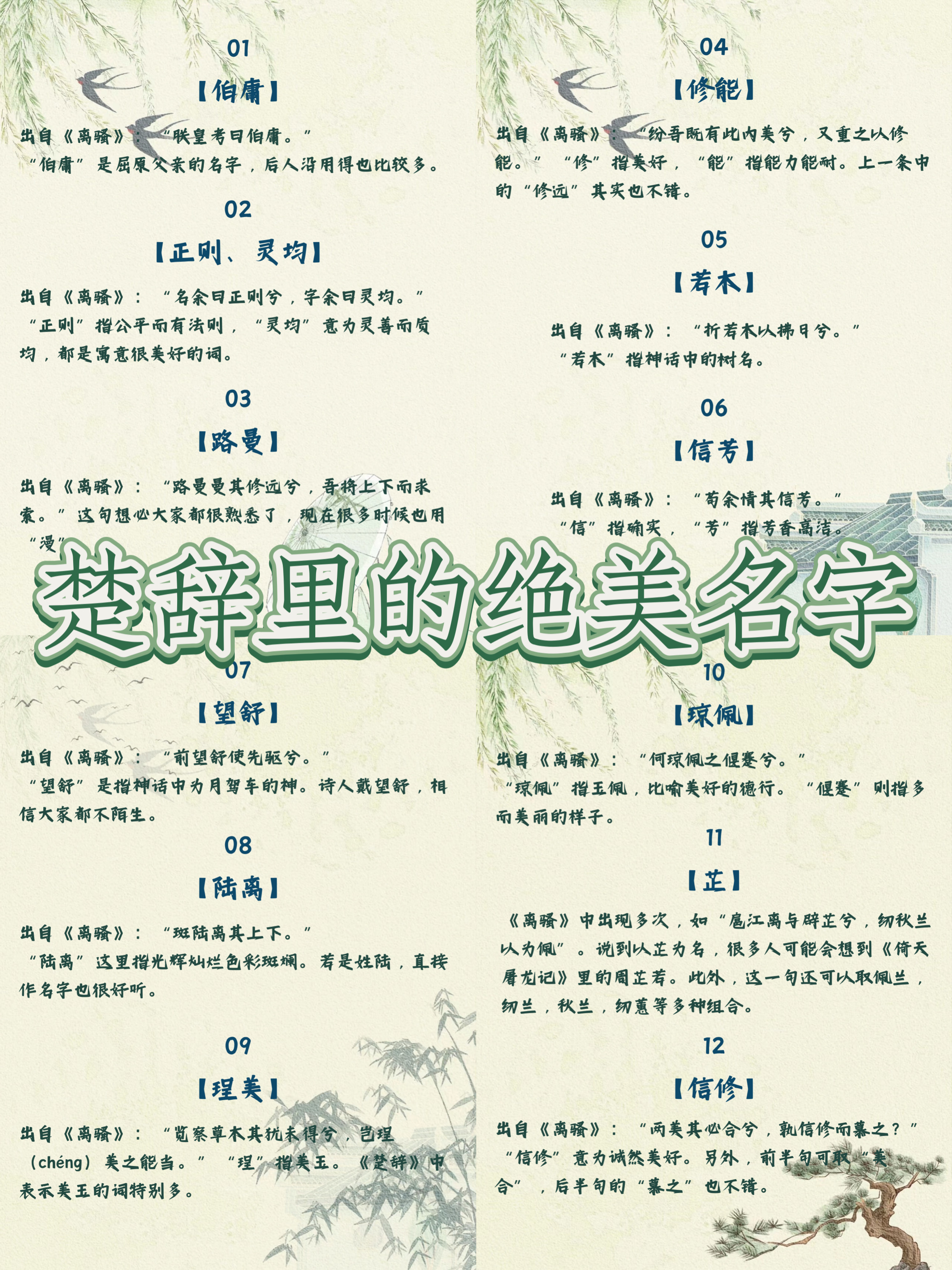 诗经楚辞里唯美的名字