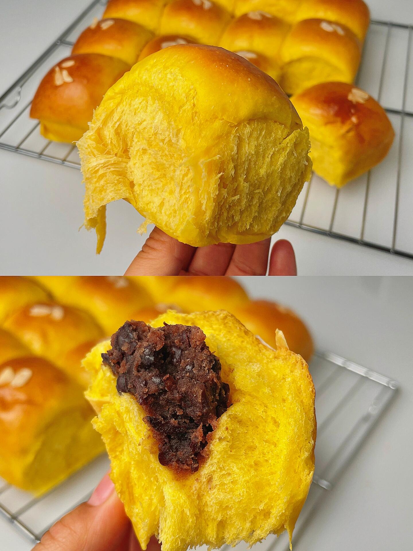 爆!简单易做的南瓜豆沙小餐包,口感香甜超美味!