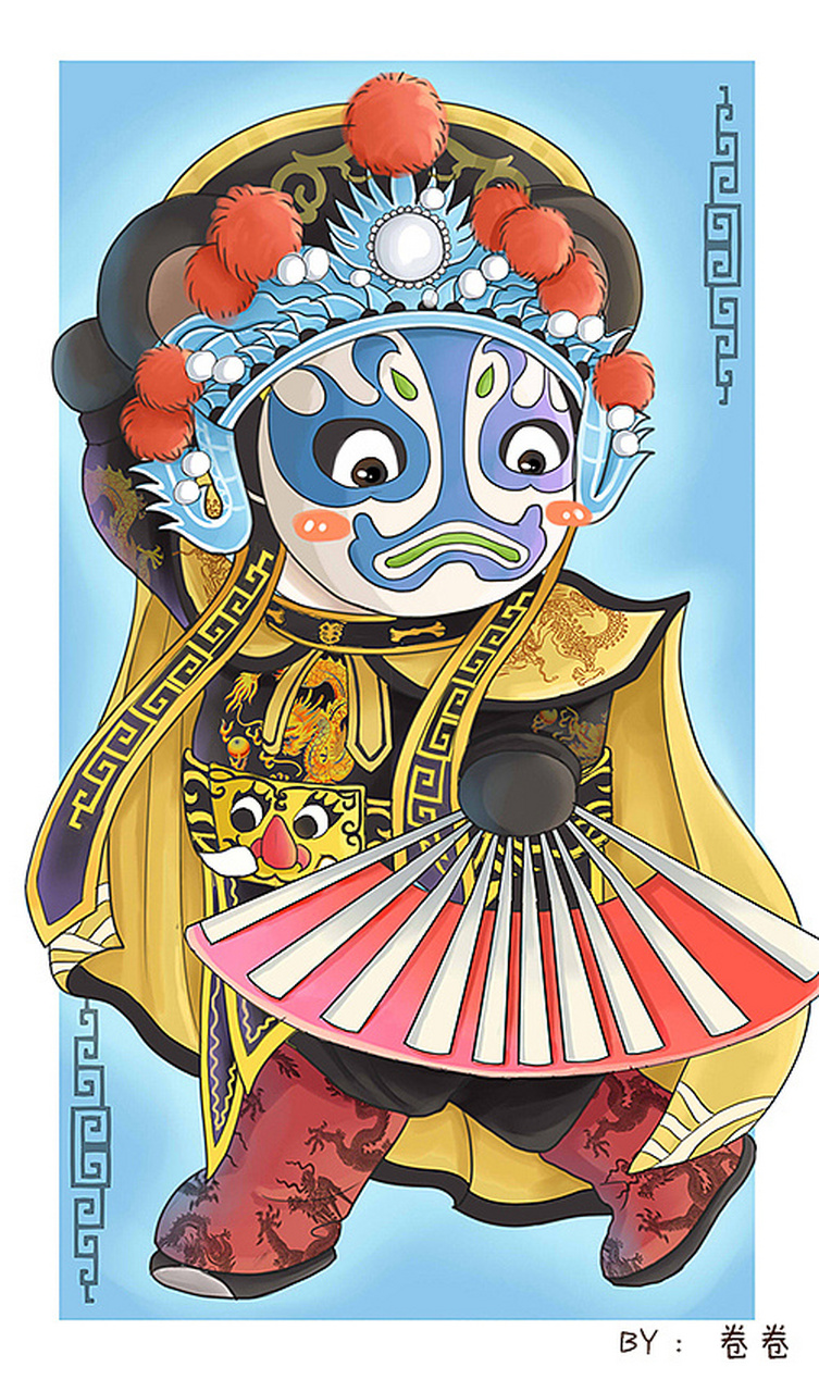 这些插画作品,就像是一幅幅生动的戏剧画卷,将川剧变脸的独特魅力展现
