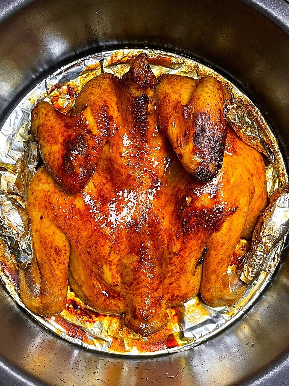 终于安排上了心心念念的空气炸锅蜜汁脆皮烤鸡!