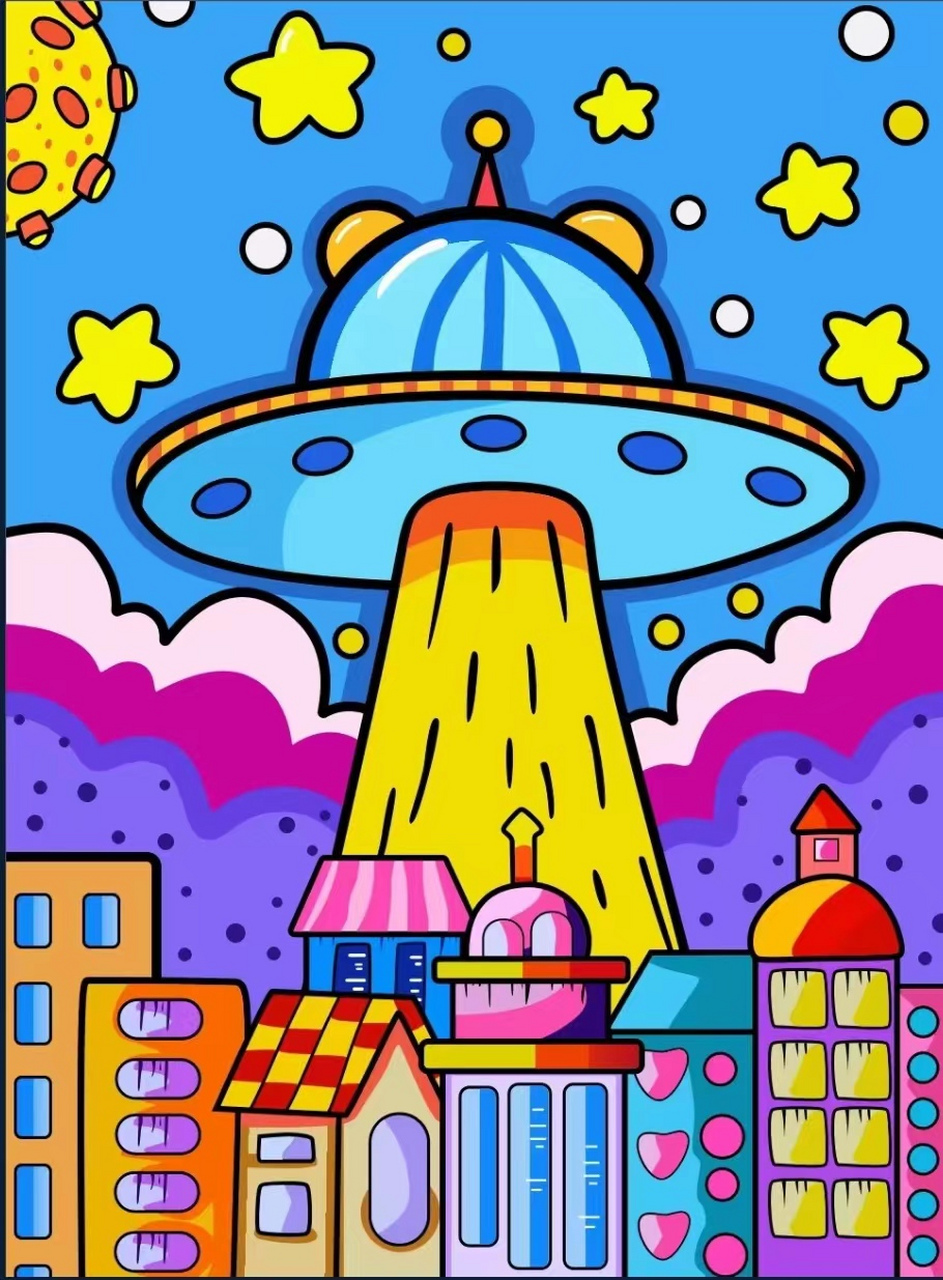 科技画简单又好看的90  7615二年级科技画 一起向未来 新鲜的