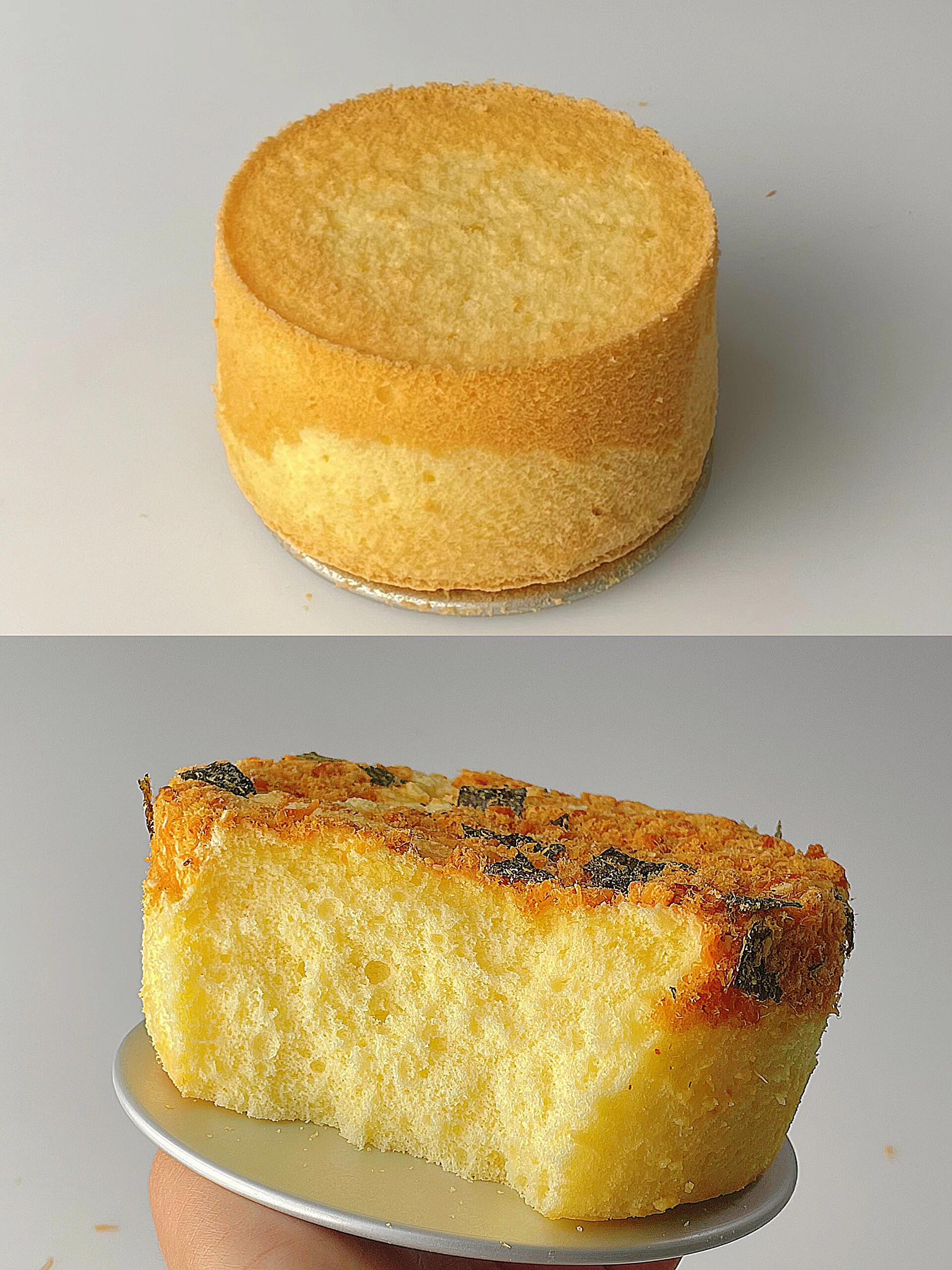 海苔肉松戚风蛋糕,配方分享!