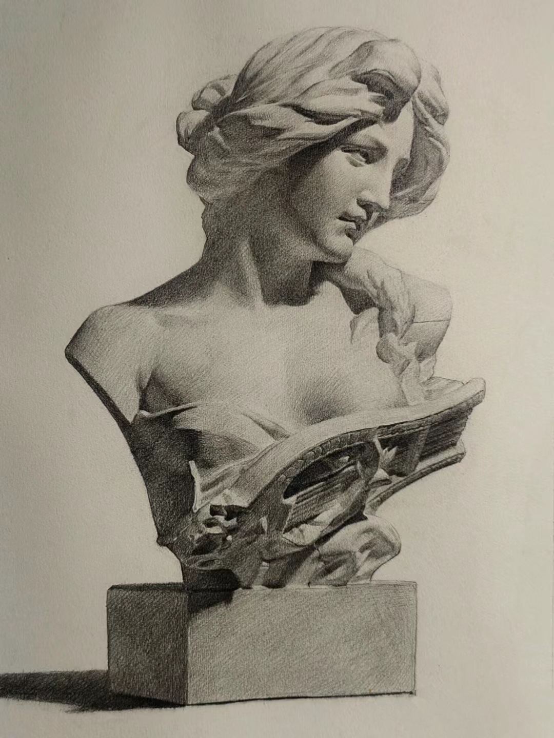 石膏像素描人物女人石膏体别人画好的模稿素描 琴女石膏头像张立宪