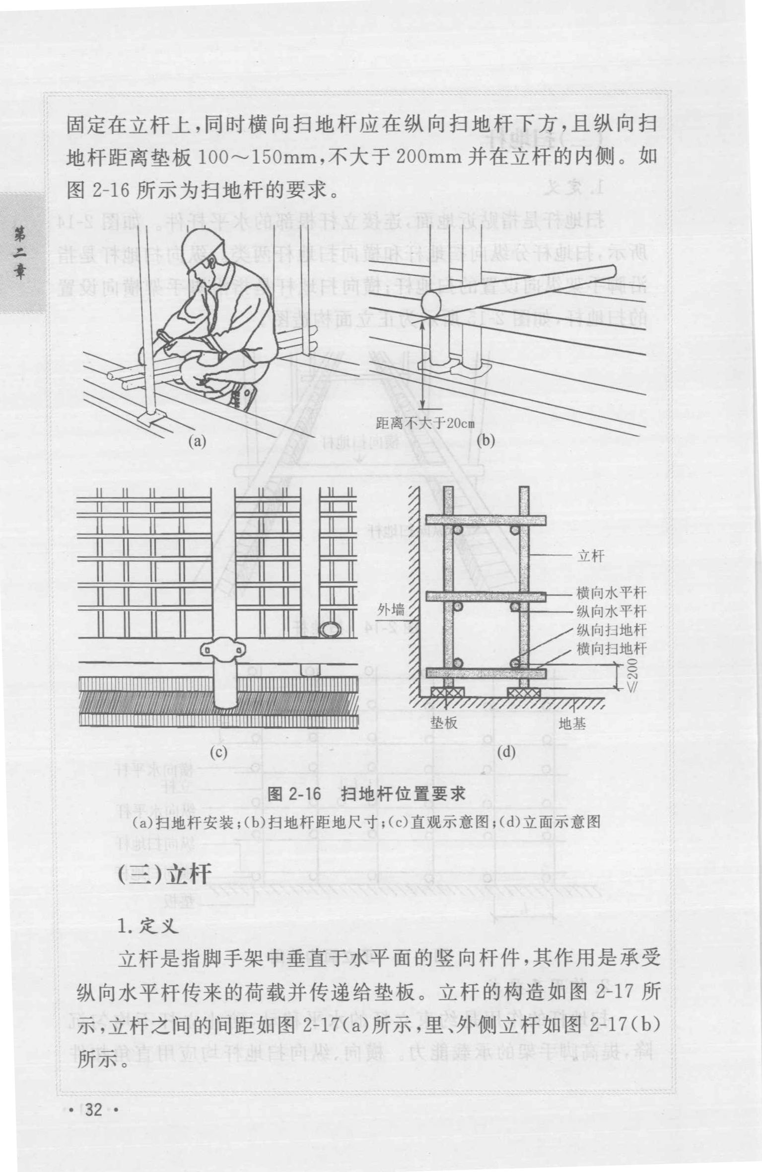 扫地杆,立杆,纵向水平杆,横向水平杆,连墙件,剪刀撑,横向斜撑与抛撑