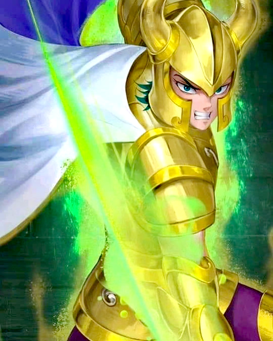 游戏《圣斗士星矢:神魔之塔》角色插画欣赏,描绘了水瓶,天蝎,人马