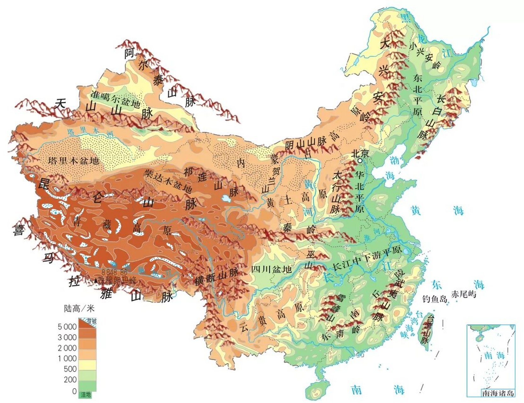 三大高原四大盆地地图图片