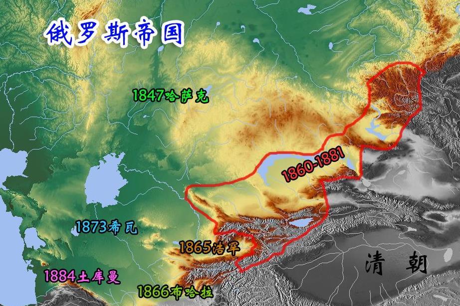 阿古柏利用浩罕汗国残余势力进入新疆建立哲德沙尔汗国.
