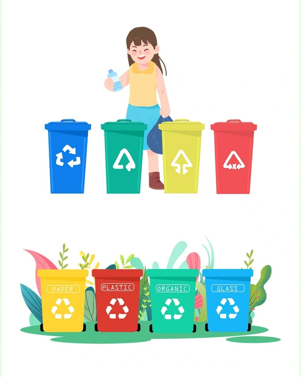 垃圾桶分类图片  在我们日常生活中,垃圾分类已成为一项重要的环保