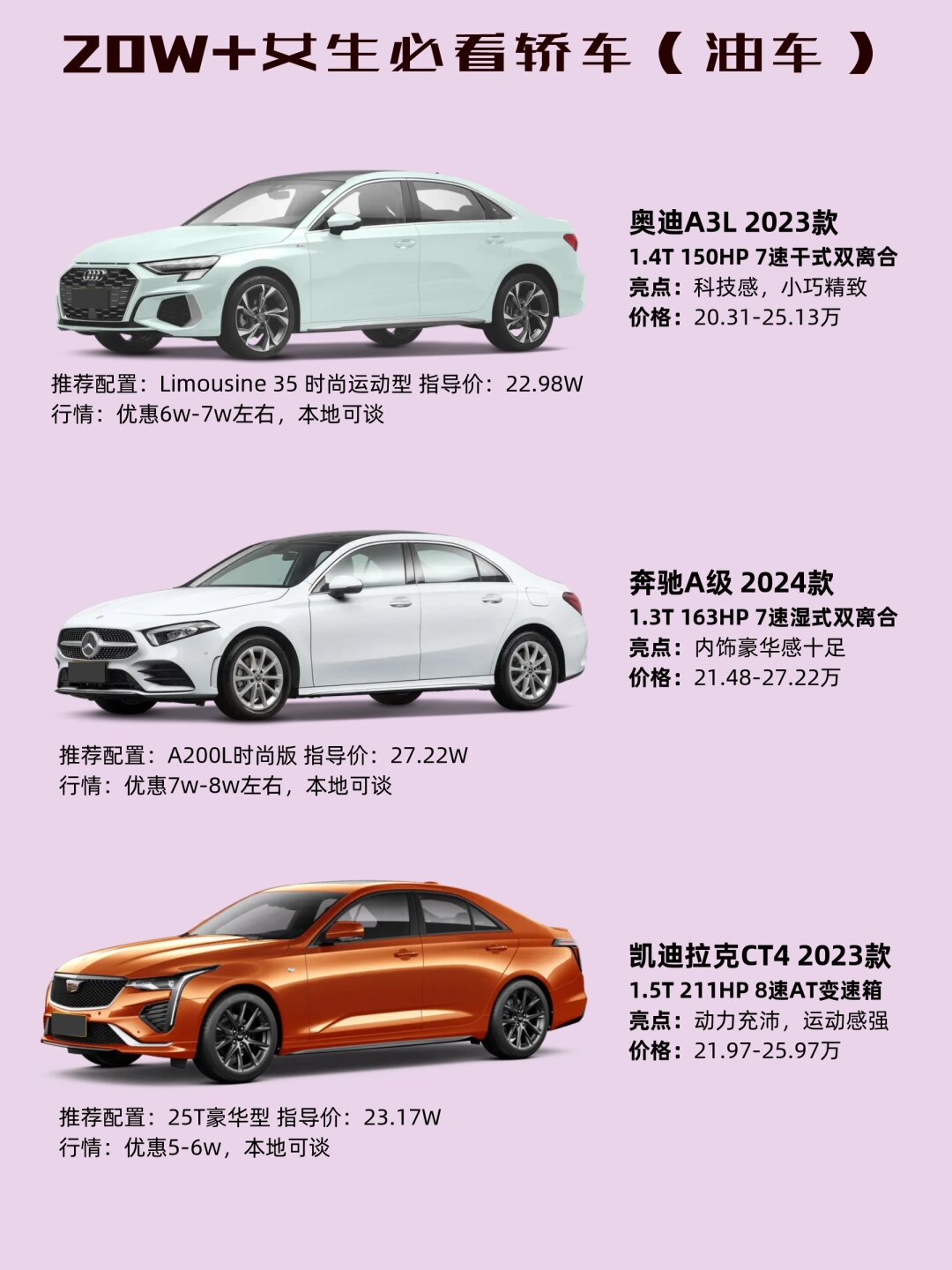 20万轿车都有哪些车型