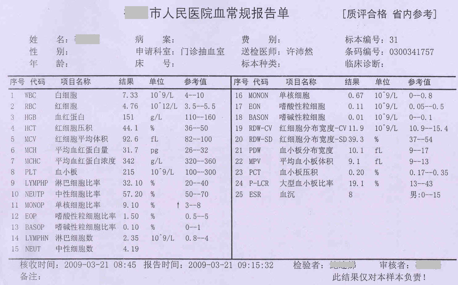 血常规怎么看图片