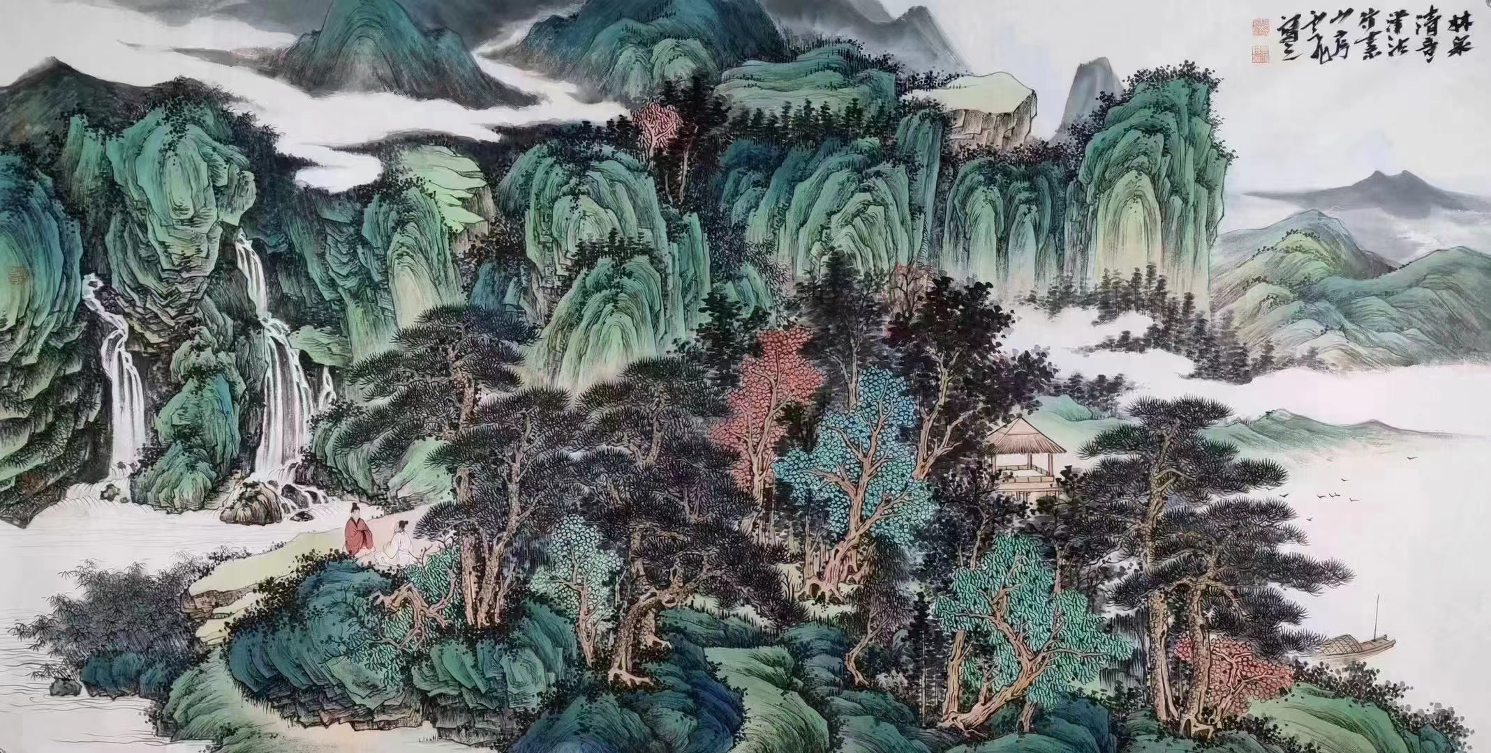 国画大师魏云飞老师《夏山清韵》山水画作品欣赏玄关画作品