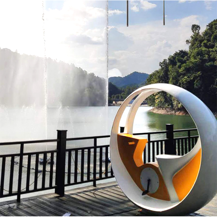 互动暖场型无动力网红游乐设备自行车喷泉