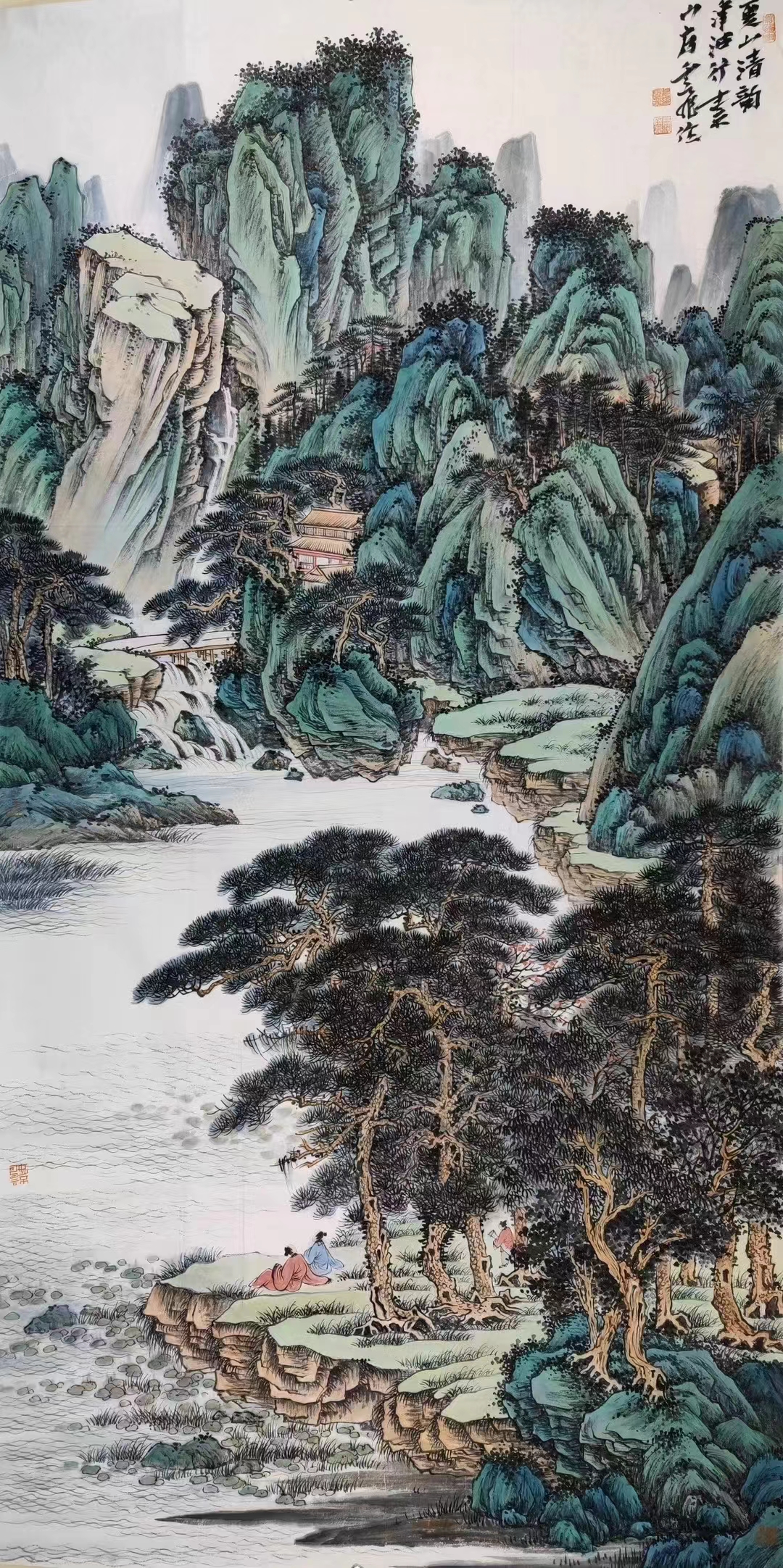 国画大师魏云飞老师《夏山清韵》山水画作品欣赏玄关画作品