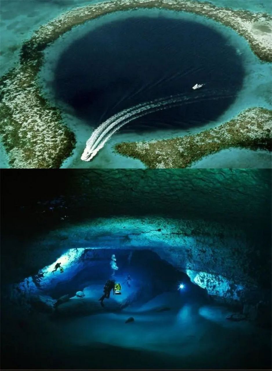 洪都拉斯蓝洞,形成于冰川时代末期