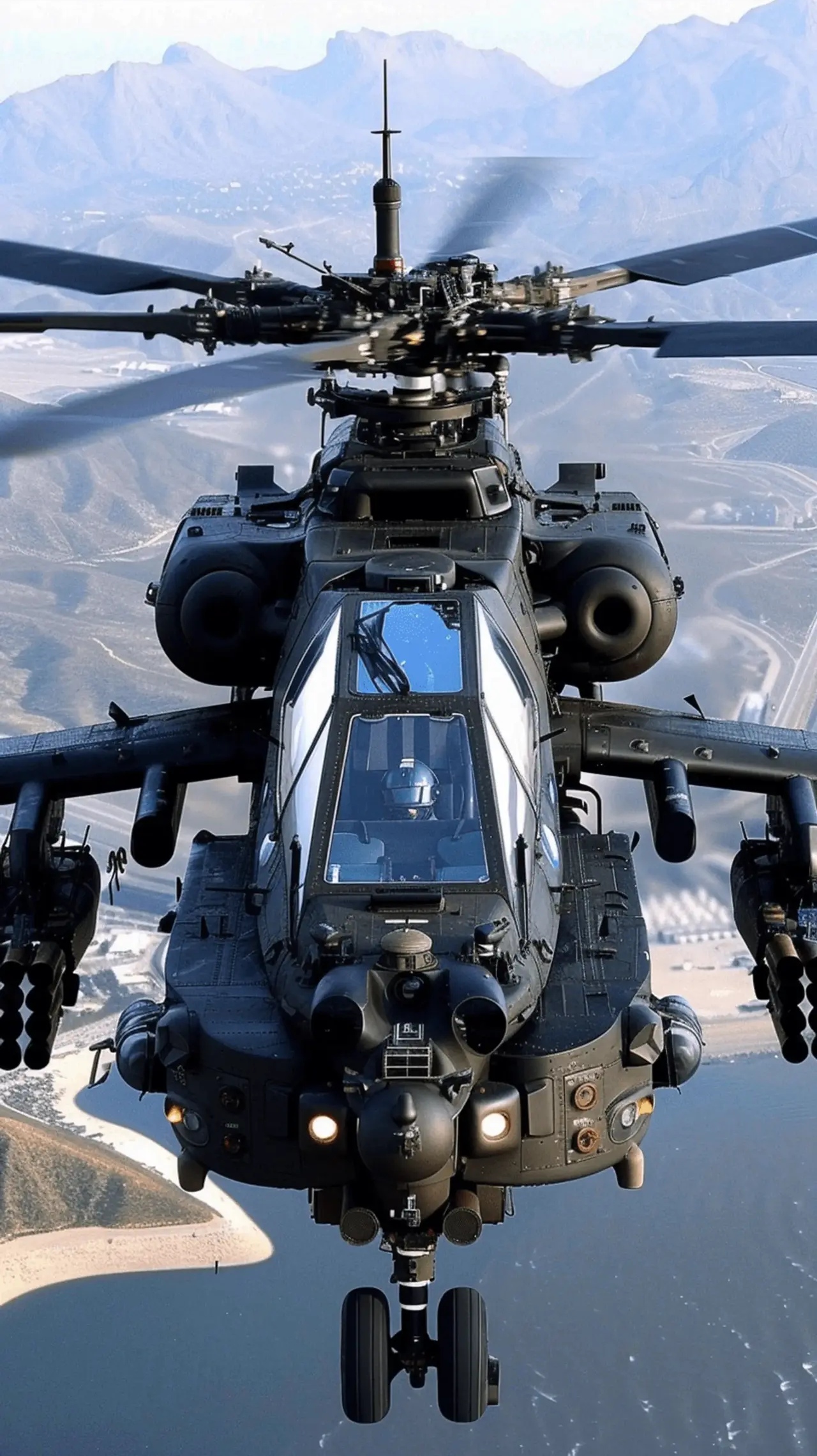 ai生成的一组重型武装直升机作品,融入了美军阿帕奇武装直升机的元素