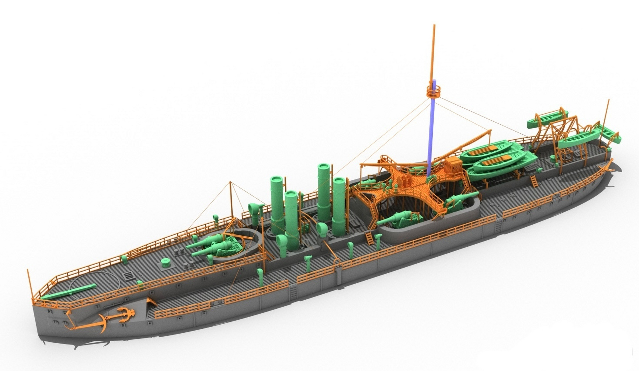 建模欣赏:研工坊模型 建模图 1/700 萨克森铁甲舰,该舰是德国建造的一