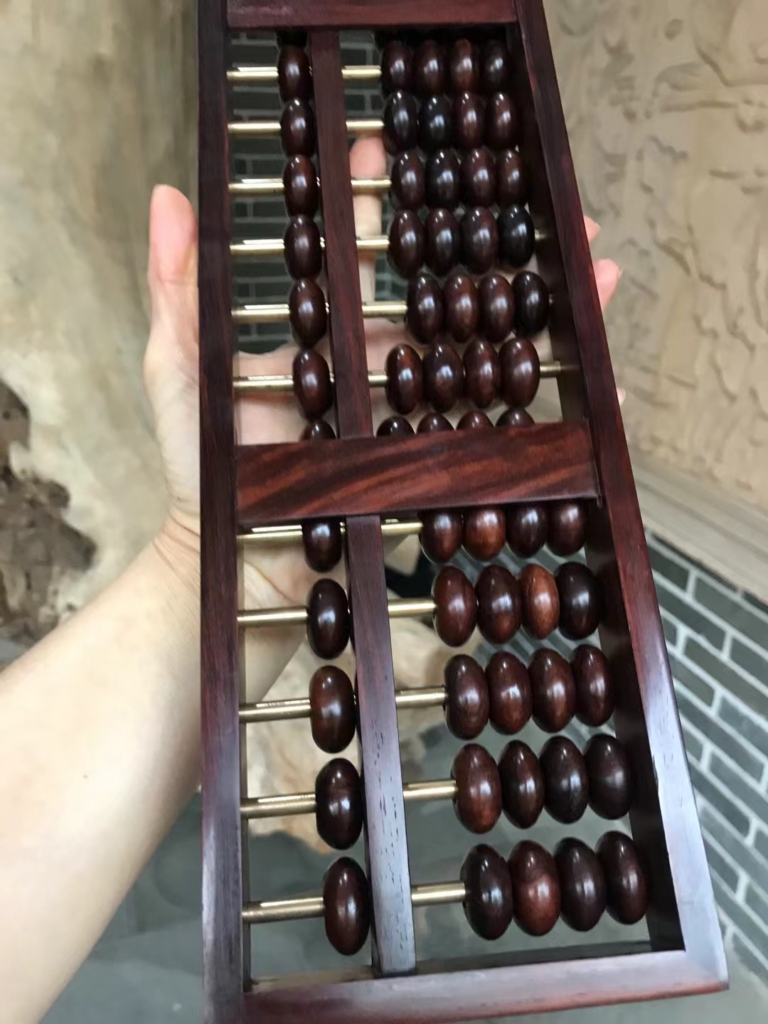 海南黄花梨紫油梨老料17档算盘珠摇一摇黄金万两老物件翻新山水波
