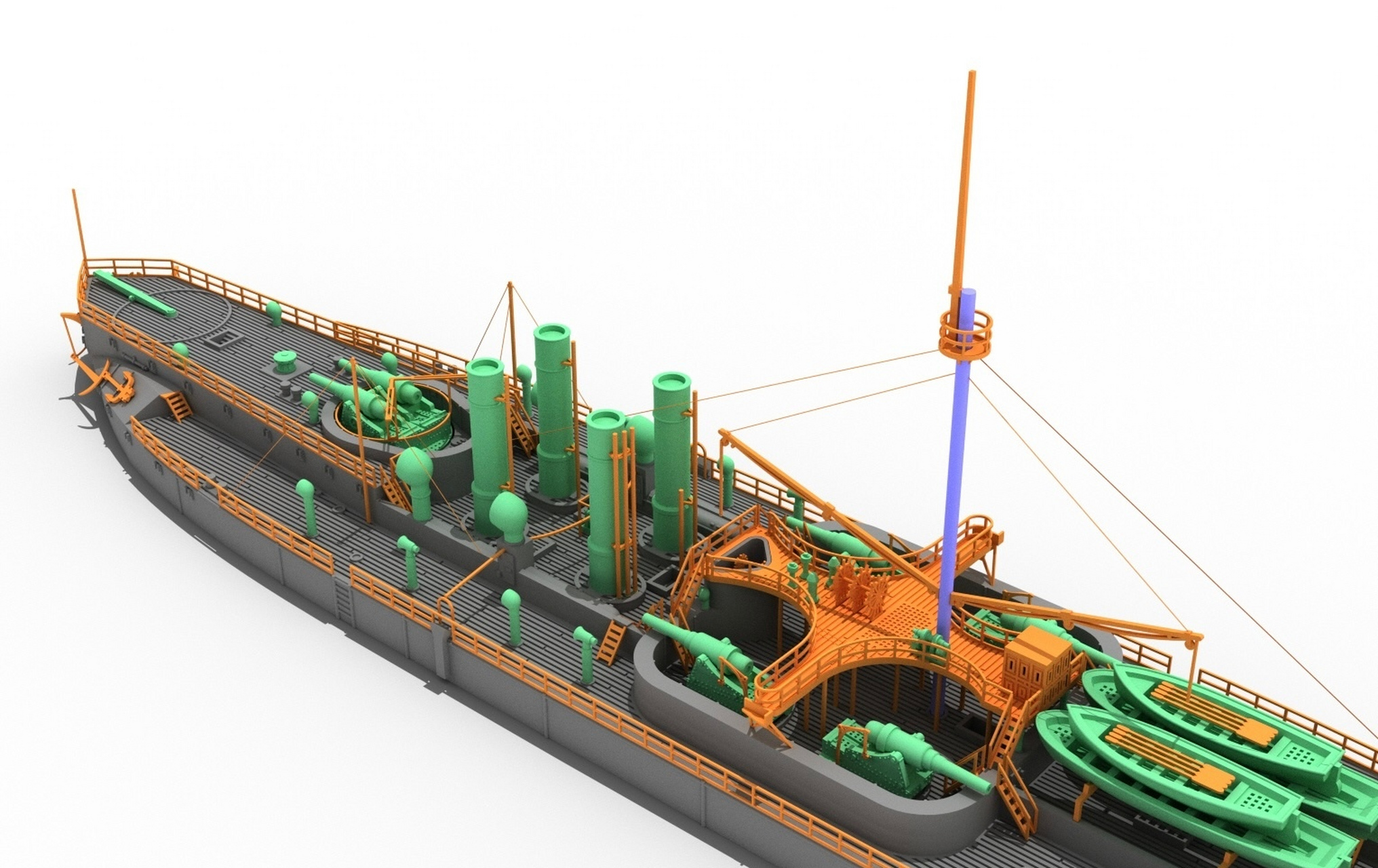 建模欣赏:研工坊模型 建模图 1/700 萨克森铁甲舰,该舰是德国建造的一
