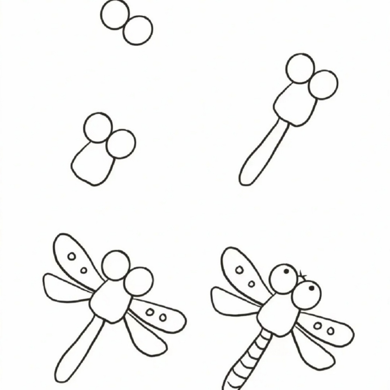 蜻蜓简笔画  简笔画|蜻蜓97 小荷才露尖尖角,早有蜻蜓立上头~ 大家