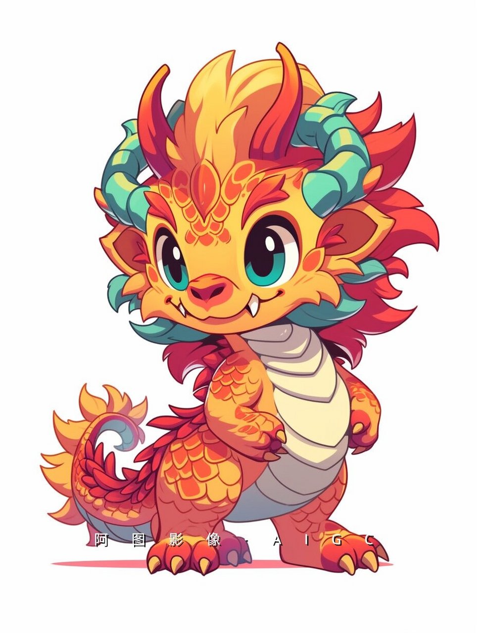 龙头卡通图片  93喜庆春节简单卡通龙年插画可爱小龙形象龙年春节