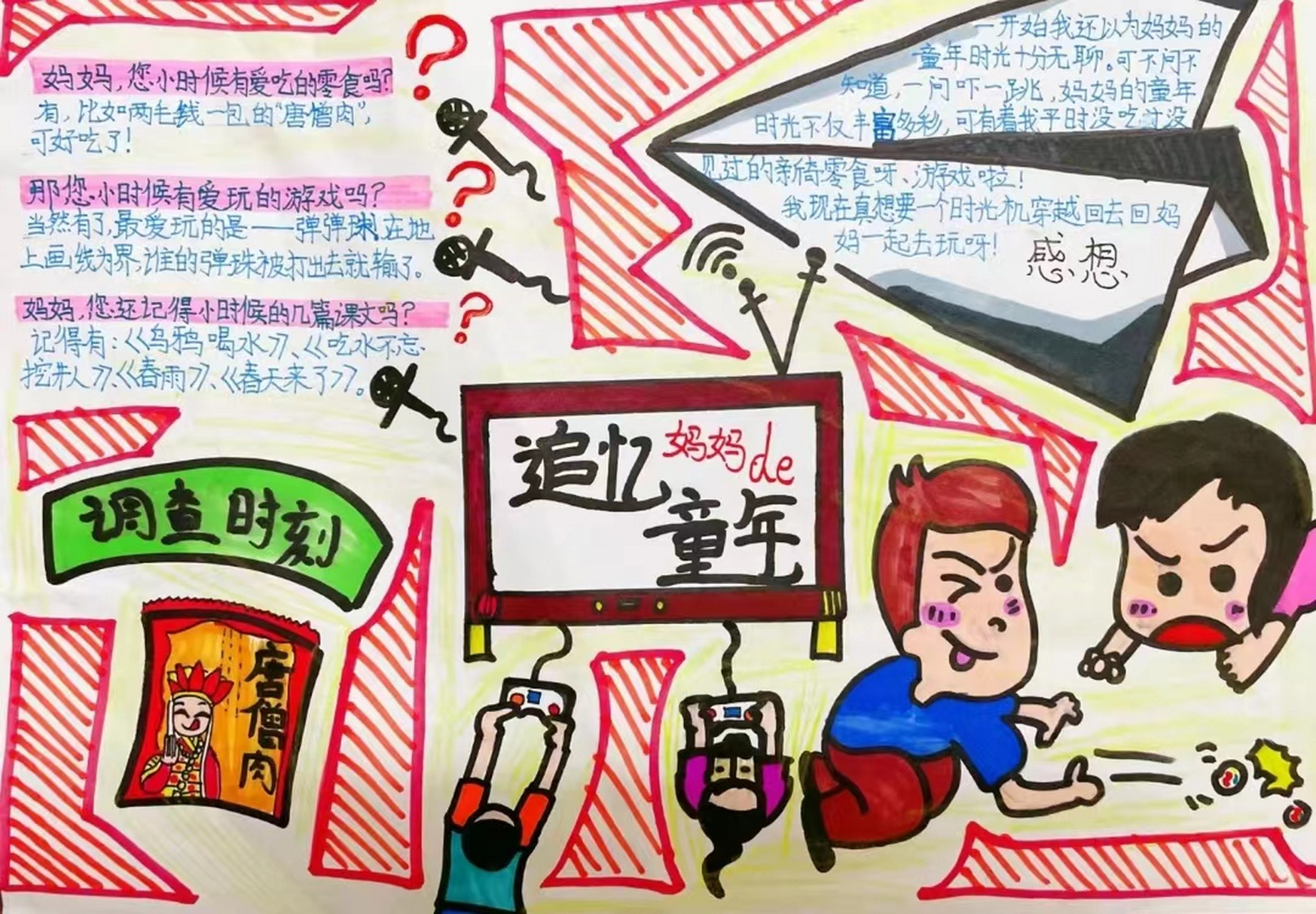 手抄报  「走进妈妈的童年」👩‍👧—— 问题清单与妈妈的回答