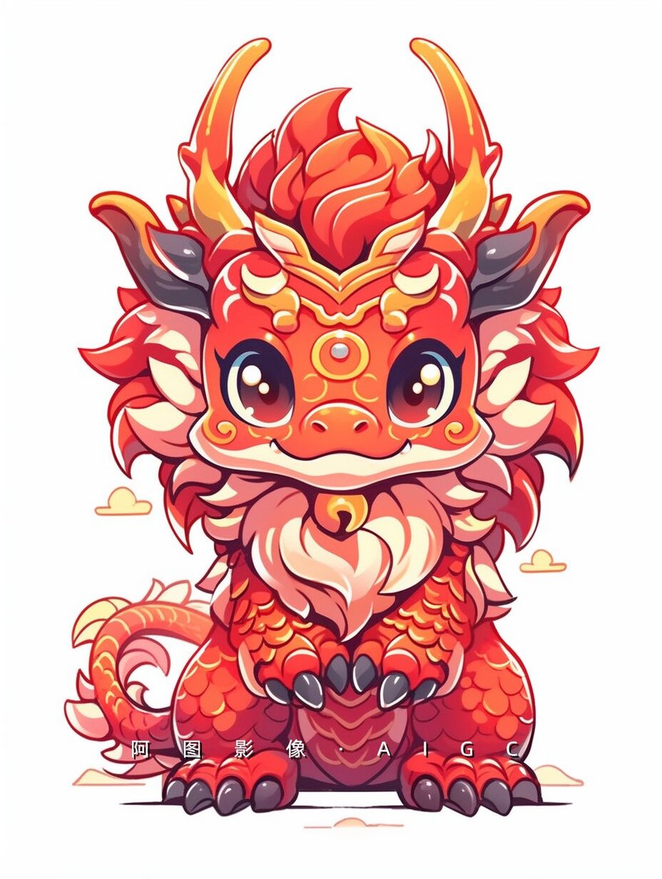 龙头卡通图片  93喜庆春节简单卡通龙年插画可爱小龙形象龙年春节