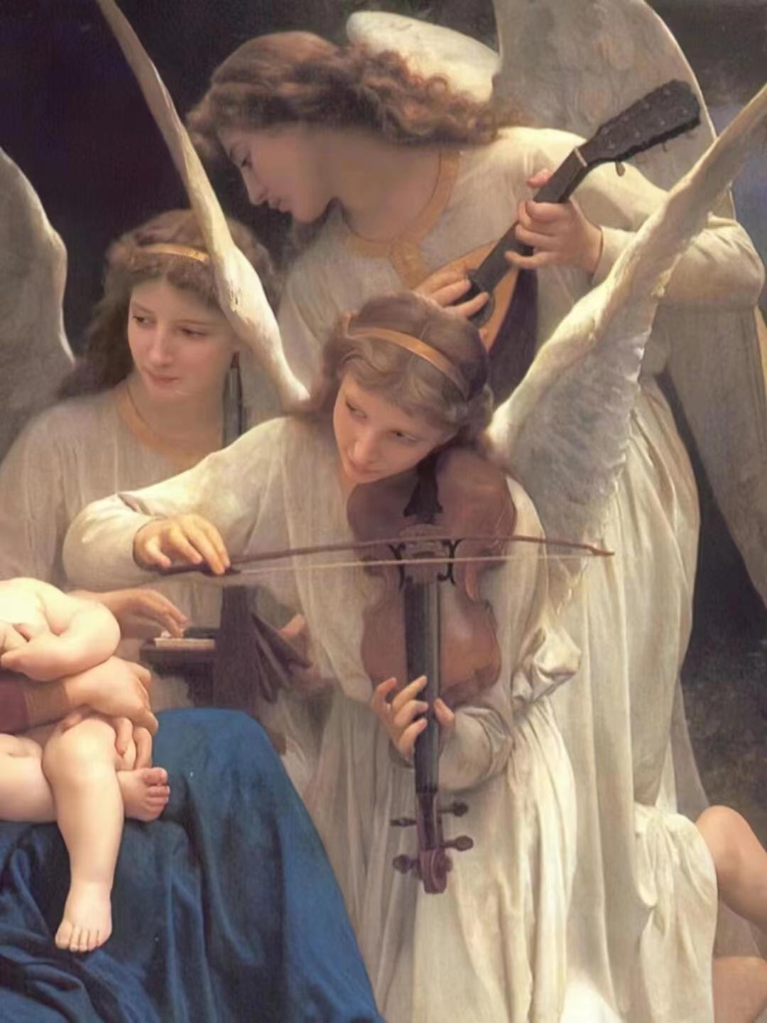 一幅世界名画 画作名称:《天使之歌》 时间:1881年 材质:布面油画213