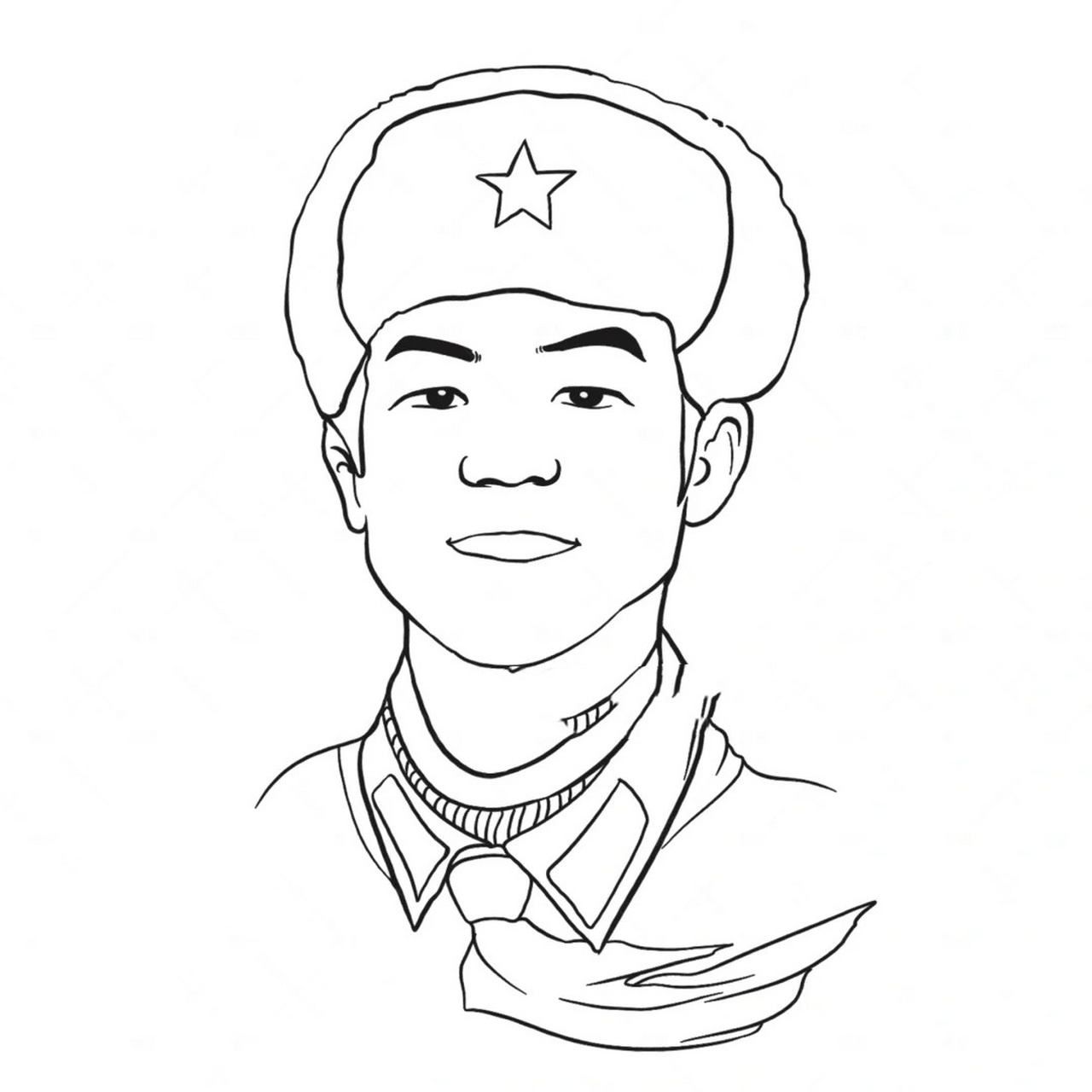 画雷锋  雷锋是一位伟大的英雄人物,他的精神将永远激励着我们前进.