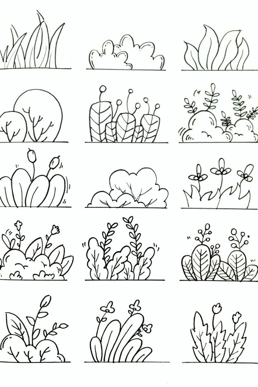 草丛简笔画  😑打卡草丛简笔画啦,小草小草,随风飘扬.