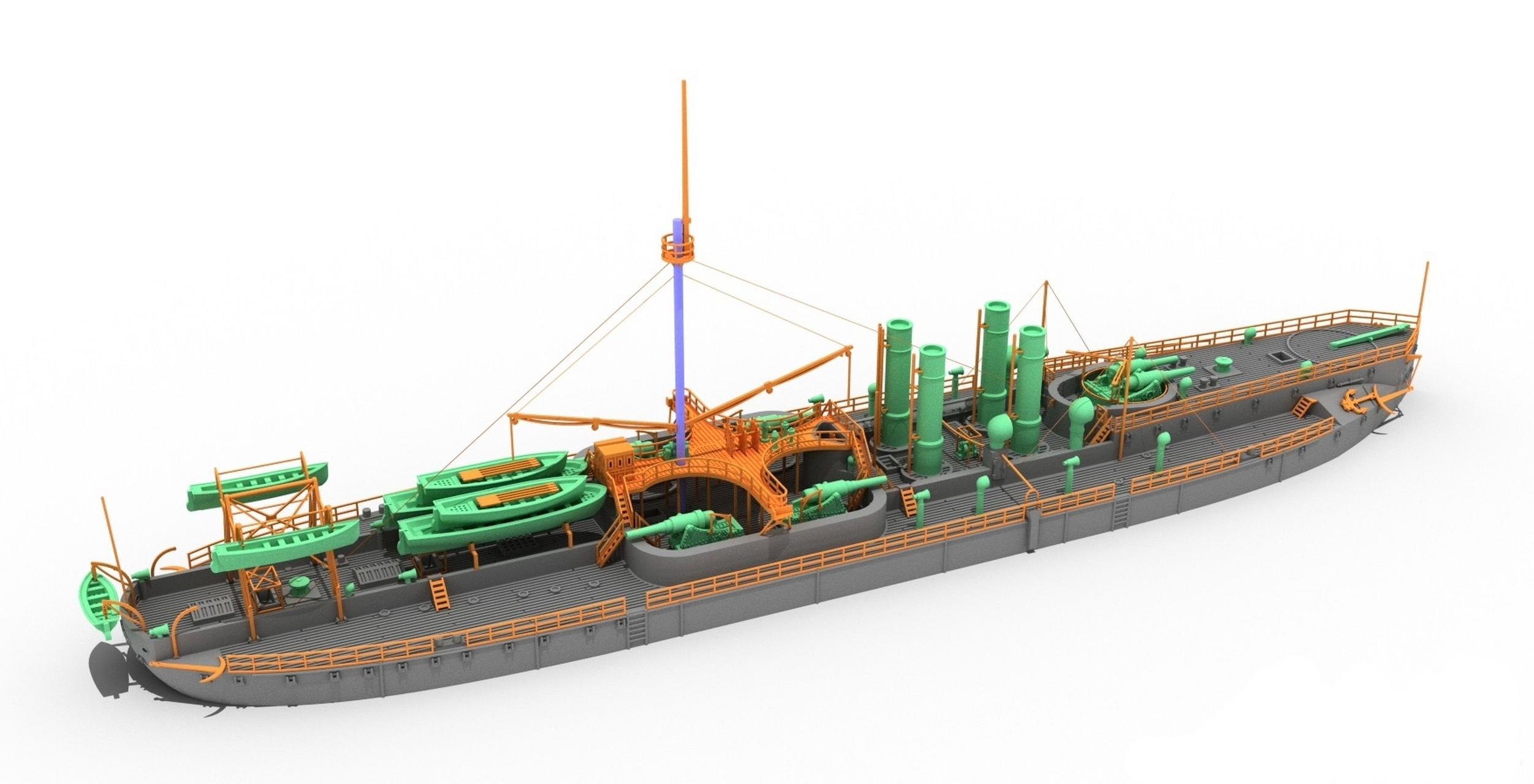 建模欣赏:研工坊模型 建模图 1/700 萨克森铁甲舰,该舰是德国建造的一