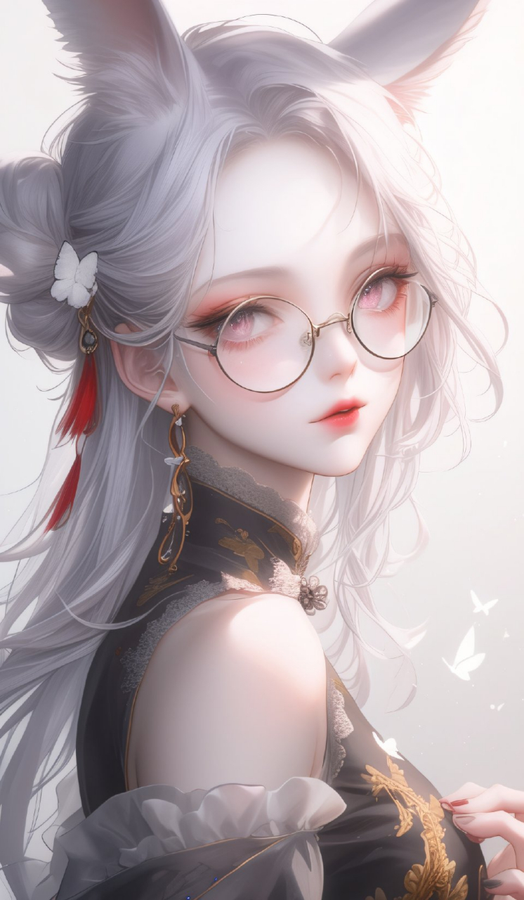 戴眼镜的动漫女生插画 御姐风