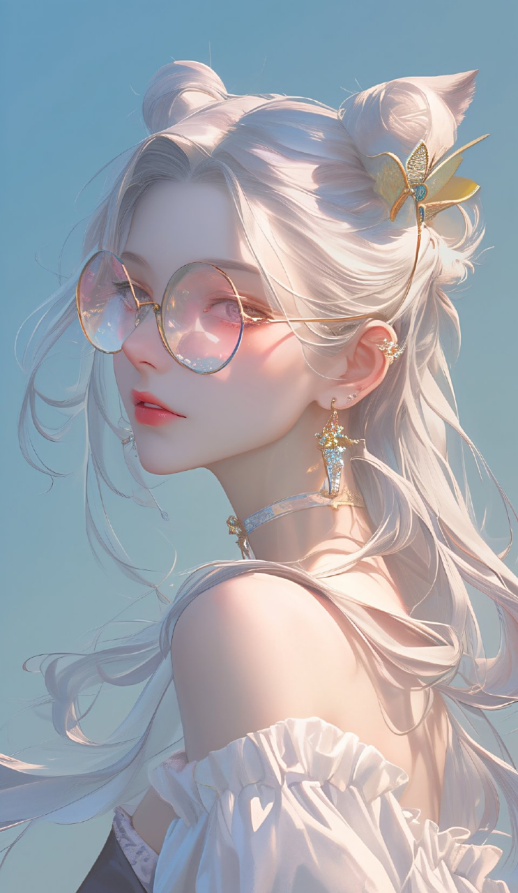 戴眼镜的动漫女生插画 御姐风