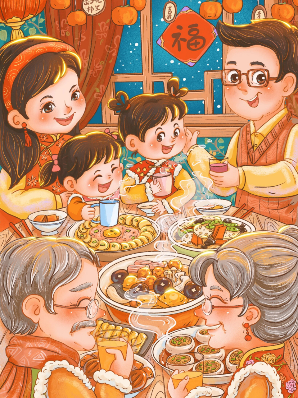 浓浓的中国年绘画  96一幅浓浓的中国年绘画,犹如一扇通往传统文化